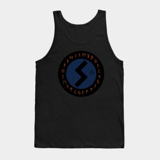 Blue Sowulo Futhark Rune Symbol Tank Top